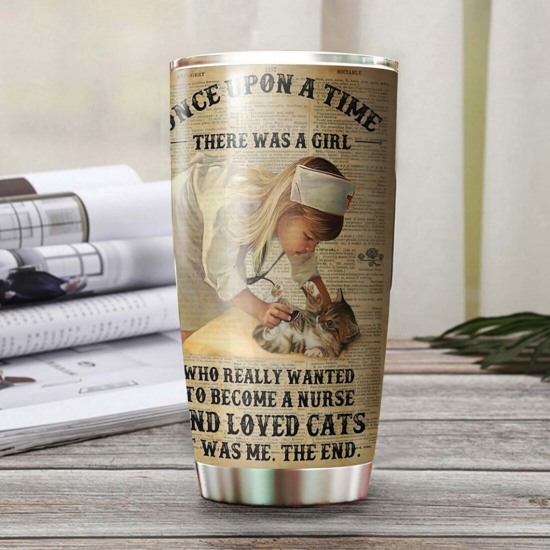 A girl nurse loves cat vintage| personalized gift tumbler for lover - 30 oz