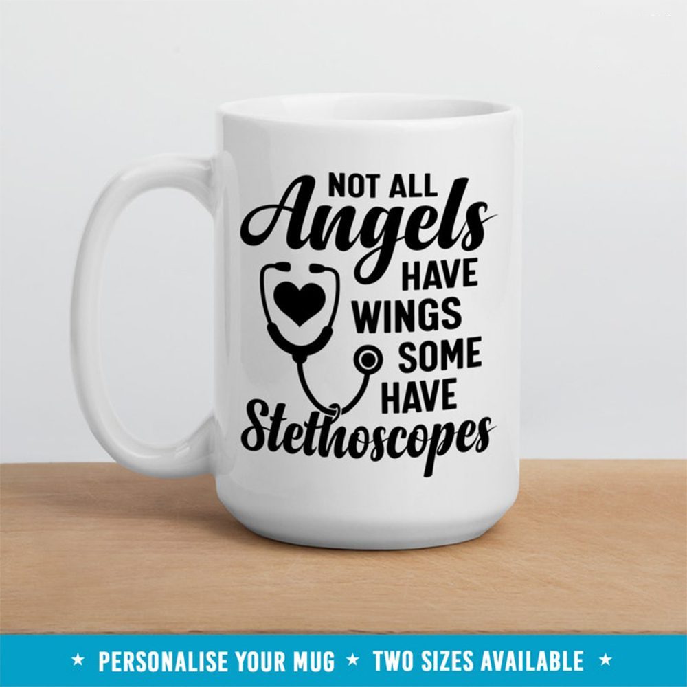 Angel with stethoscope| cute gift mug for nurse - 15 oz