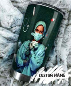 The nurse holding white rose| personalized gift tumbler for wife