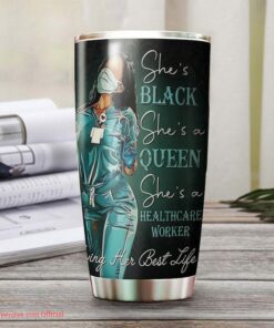 Black nurse queen gold crown| personalized nurse tumbler gift