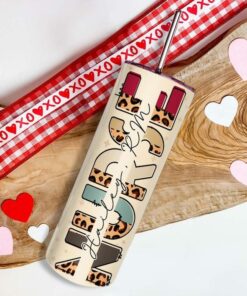 Unique personalized tumbler gift for nurse with leopard pattern