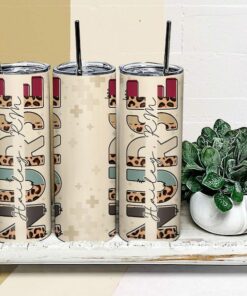 Unique personalized tumbler gift for nurse with leopard pattern