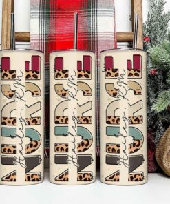 Unique personalized tumbler gift for nurse with leopard pattern