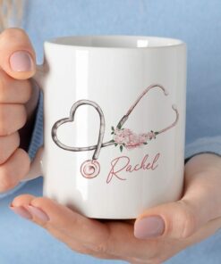 Floral pink watercolour stethoscope| personalised
