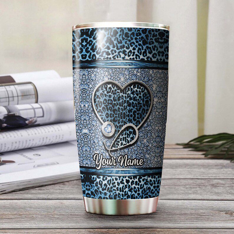 Diamond heart jewelry style| personalized gift tumbler for nurse - 30 oz