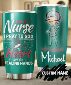 Nurse healing hands pray to god| personalized gift tumbler