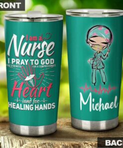 Nurse healing hands pray to god| personalized gift tumbler