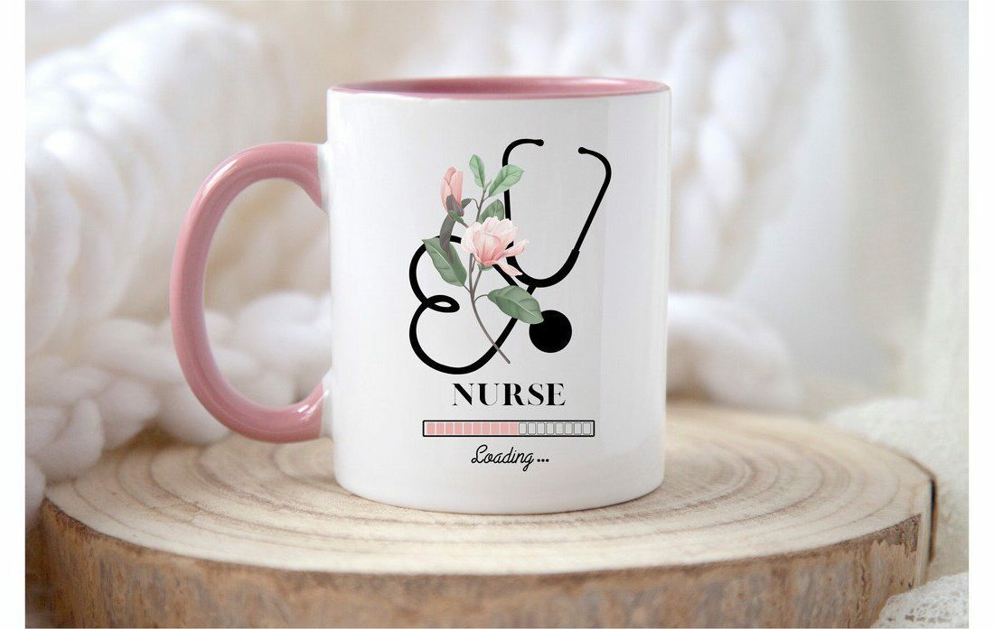 Loading stethoscope nurse with floral| cute gift for wife and daughter - 15 oz