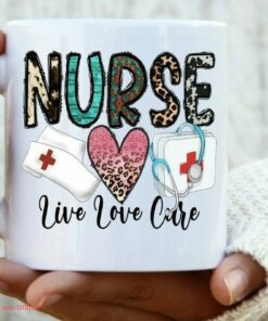 Nurse with pink leopard heart mug| lovely mug gift for your love - 15 oz