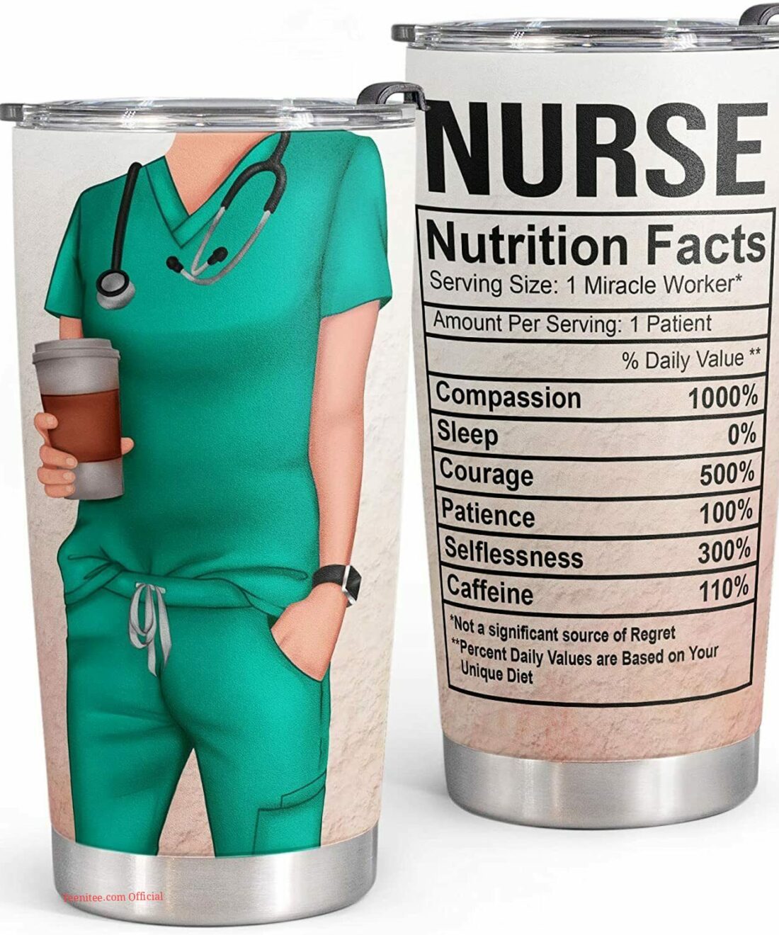 Nurse tumbler gift - nurse nutrition facts - 30 oz