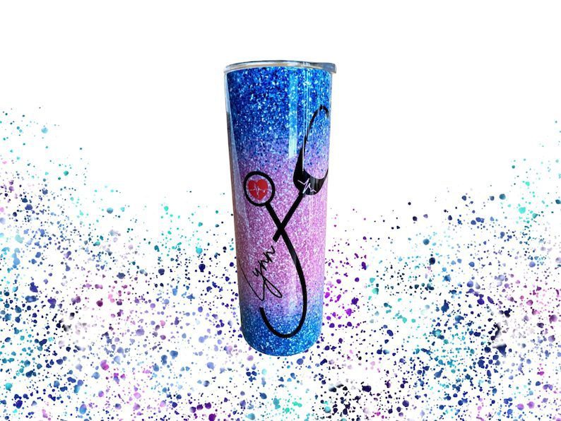 Stethoscope with galaxy background| custom tumbler gift for nurse - 30 oz