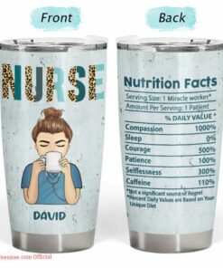 Nutrition facts gift for nurse - personalized tumbler gift