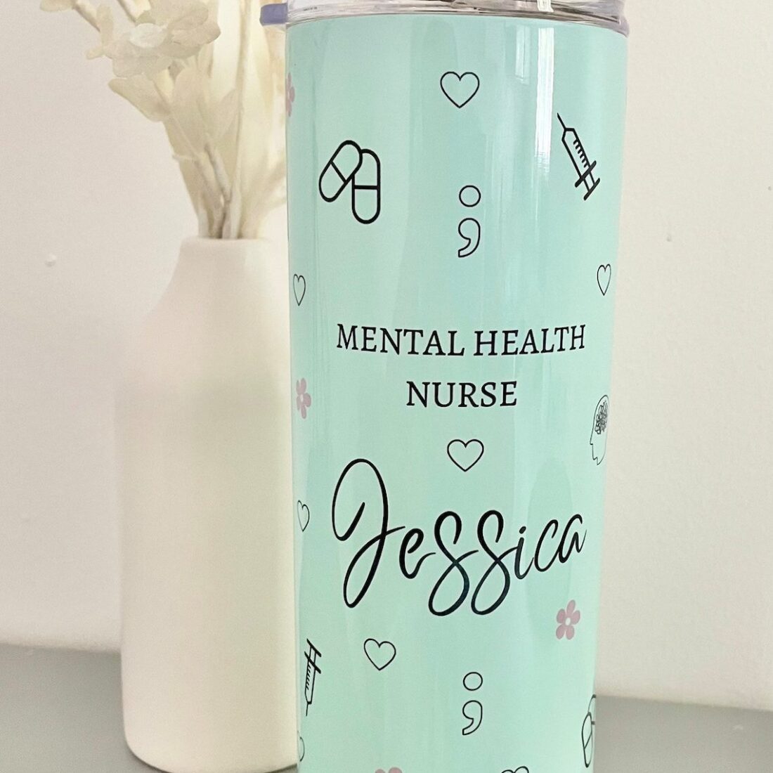 Personalised mental health nurse thermal| best tumbler gift - 30 oz