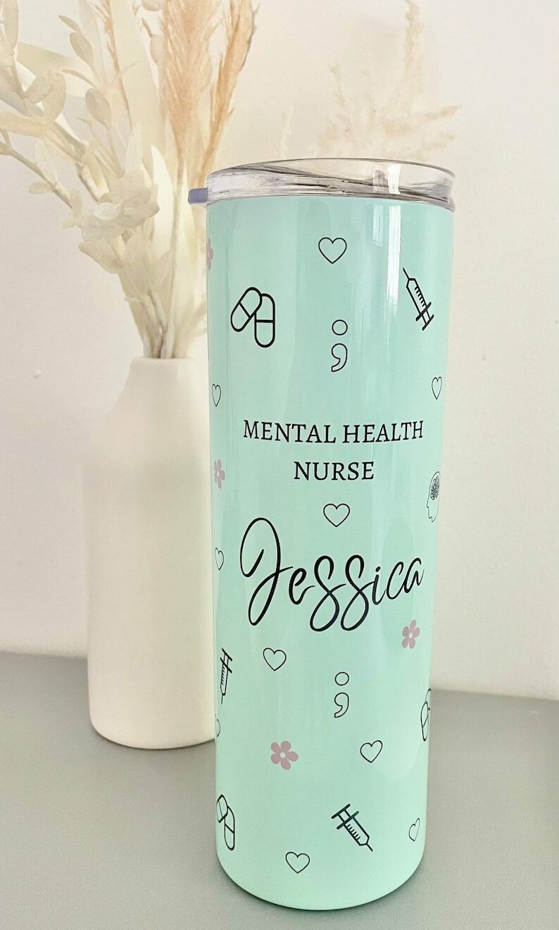 Personalised mental health nurse thermal| best tumbler gift