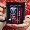 Personalized nurse coffee mug live love heal, best gift for nurse