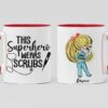 Superhero wears scrub| personalized gift mug for nurse