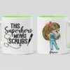 Superhero wears scrub| personalized gift mug for nurse