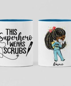 Superhero wears scrub| personalized gift mug for nurse - 15 oz