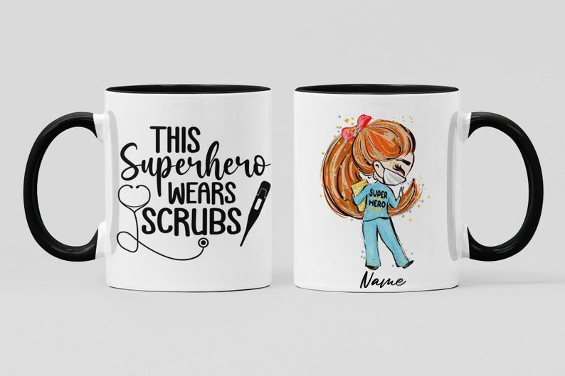 Superhero wears scrub| personalized gift mug for nurse - 11oz