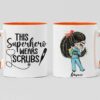 Superhero wears scrub| personalized gift mug for nurse