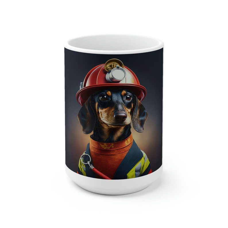 Weiner dog firefighter white mug gift for man woman – teenitee