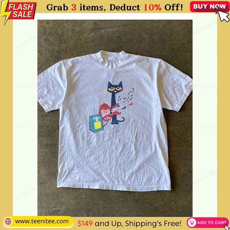 Pete the cat playing guitar graphic oversized tee - family mini fashion