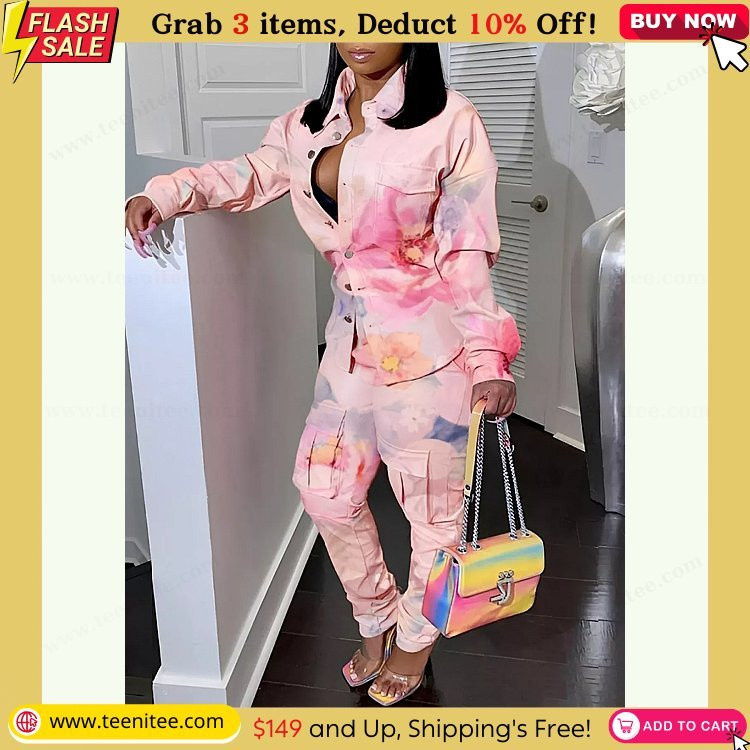 casual floral springfall polyester no elasticity mid waist elastic waist long pocket stitching pants for women 121.jpg
