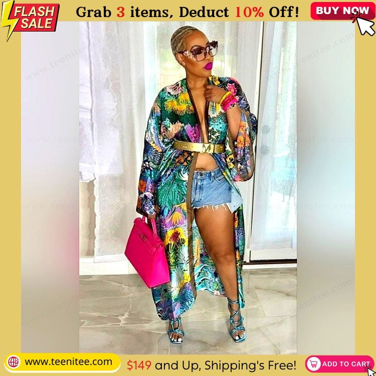 curvehouse and co jackets coats flower print duster color browngreen size one size fits most 230.jpg
