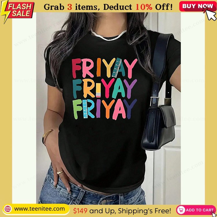 happy friday everyone graphic print t shirt for women casual short sleeve breathable round neck top 73.jpg