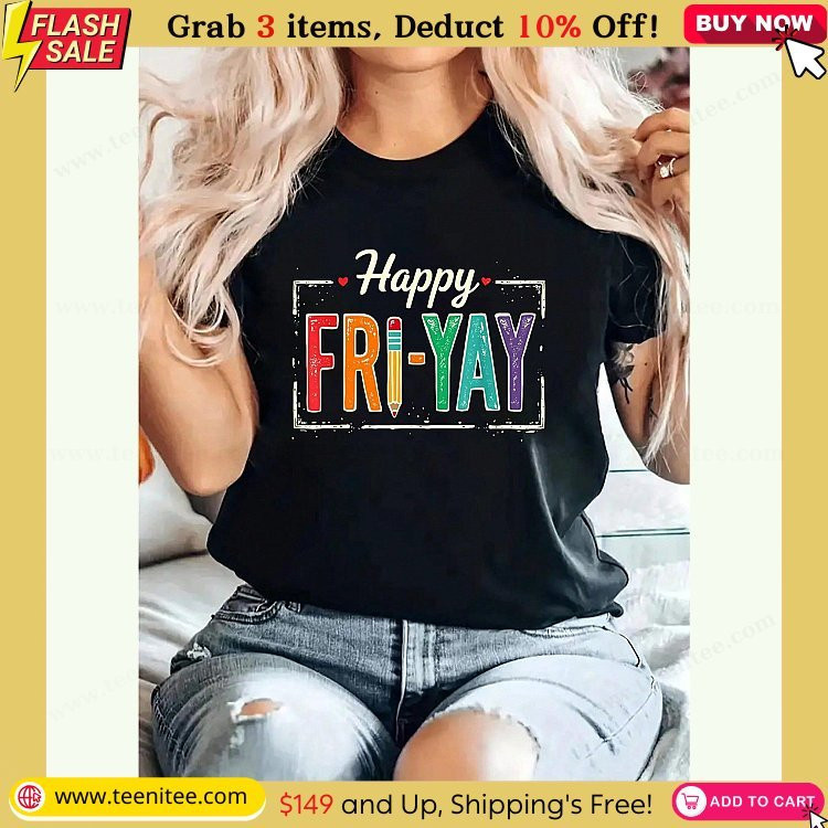 happy friyay teacher essentials summer tops short sleeve round neck casual top for summer spring womens clothing 444.jpg