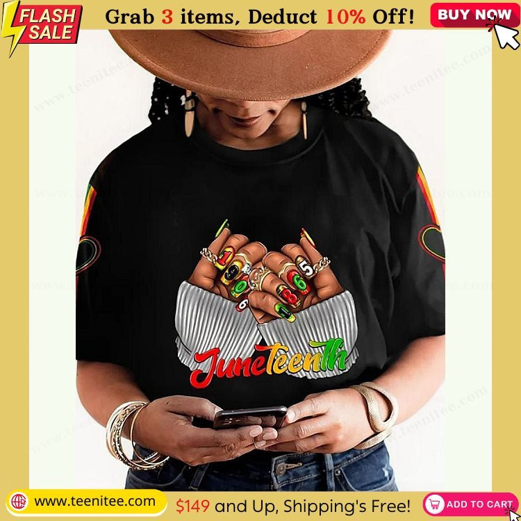 juneteenth nail print short sleeve t shirt 843.jpg