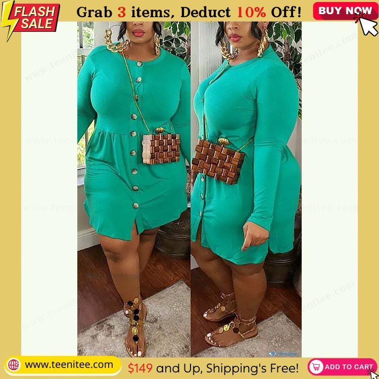 orcajump chic gray o neck long sleeve solid plus size dress in casual fashion green 3xl 17.jpg