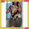 orcajump stylish army green casual print two piece set with basic o neck and short sleeves 908.jpg