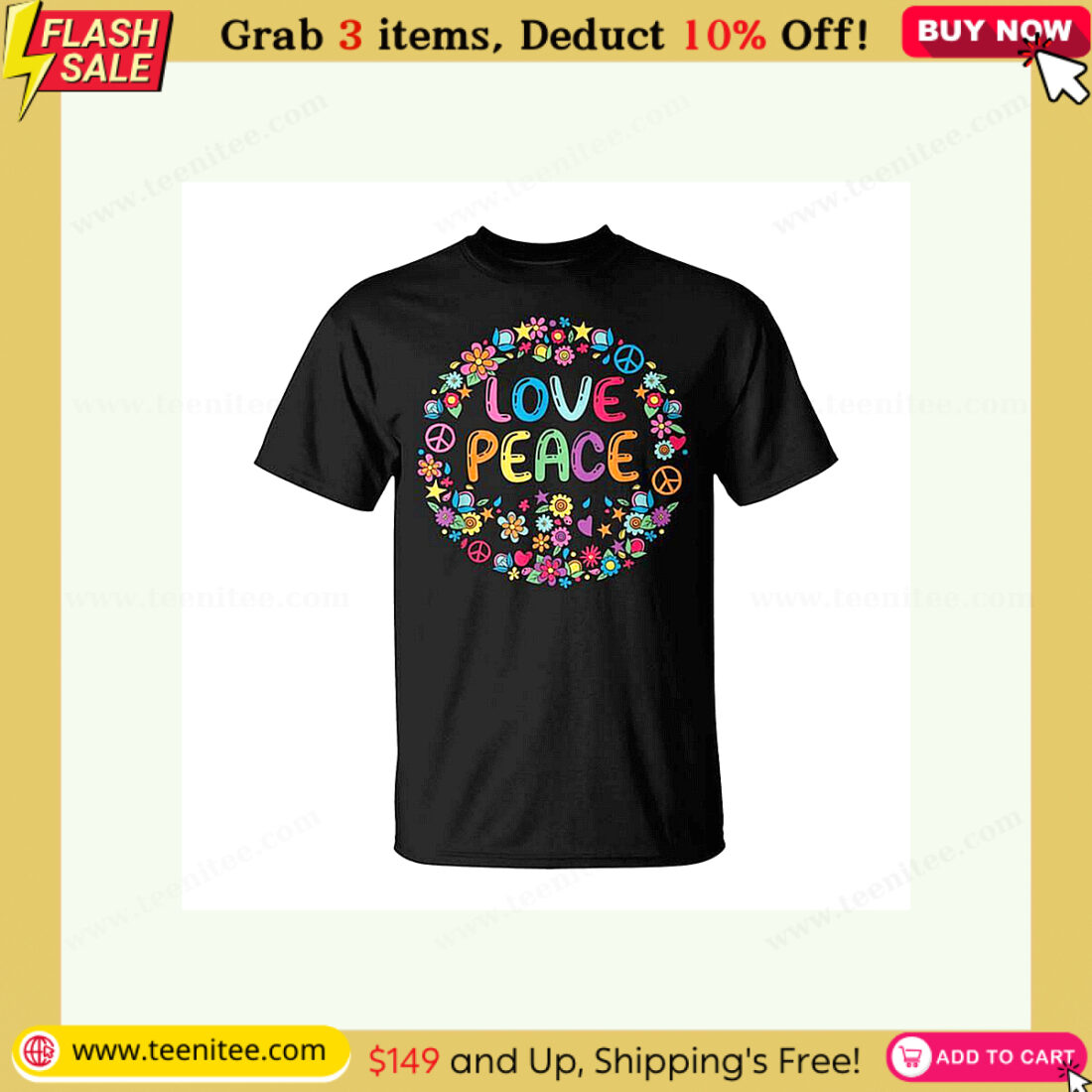 Love Peace Flower Power Amour Paix Fleurs Ann es 60 70 T Shirt PIC9919PR 20250703194507 O7F5GW.jpg