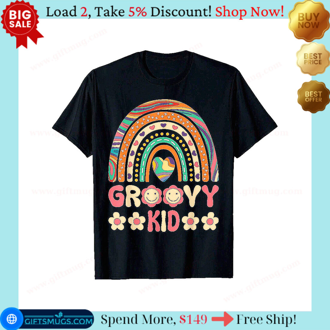 VIS Groovy Kid 60s Theme Costume 70s Style Outfit Rainbow Hippie T Shirt 20250706043137 MAX420SP 75ff147f.jpg